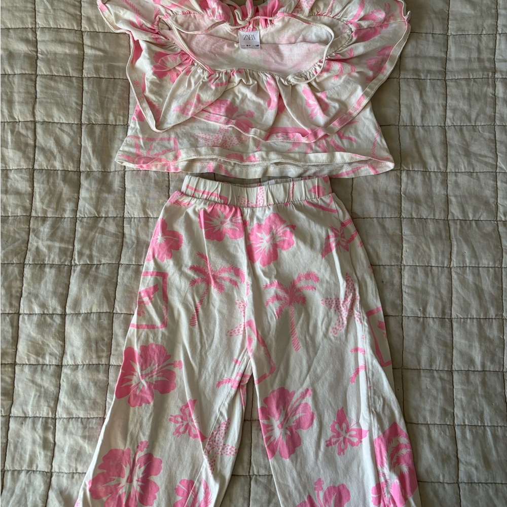 Zara Kids White and Pink Floral Set